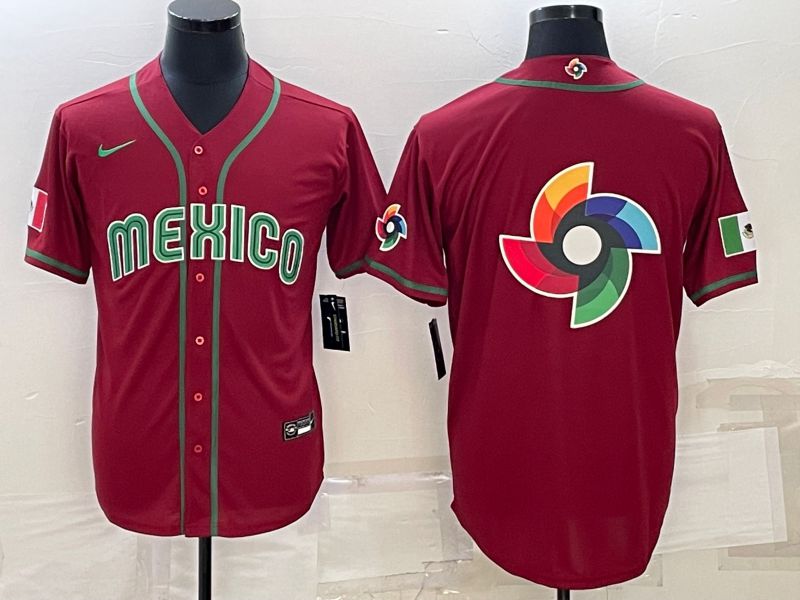 Men 2023 World Cub Mexico Blank Red Nike MLB Jersey2->more jerseys->MLB Jersey
